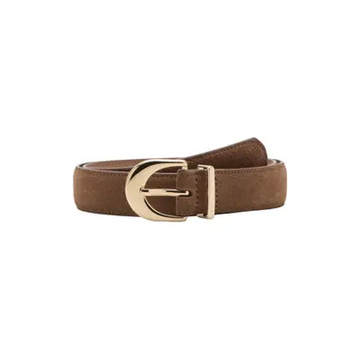 MANGO Oval Buckle Suede Belt in Brown at Nordstrom, Size Small | Nordstrom