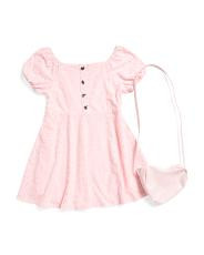 Girls Knit Eyelet Dress With Purse | TJ Maxx