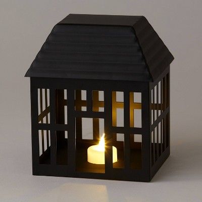 7" Battery Operated Decorative Metal House Black - Wondershop™ | Target