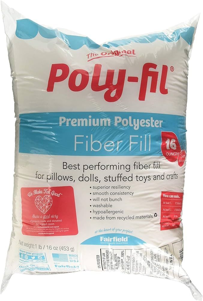 Fairfield PF16B Poly-Fil Premium Polyester Fiber, 16 Oz, White, 16 Ounce | Amazon (US)