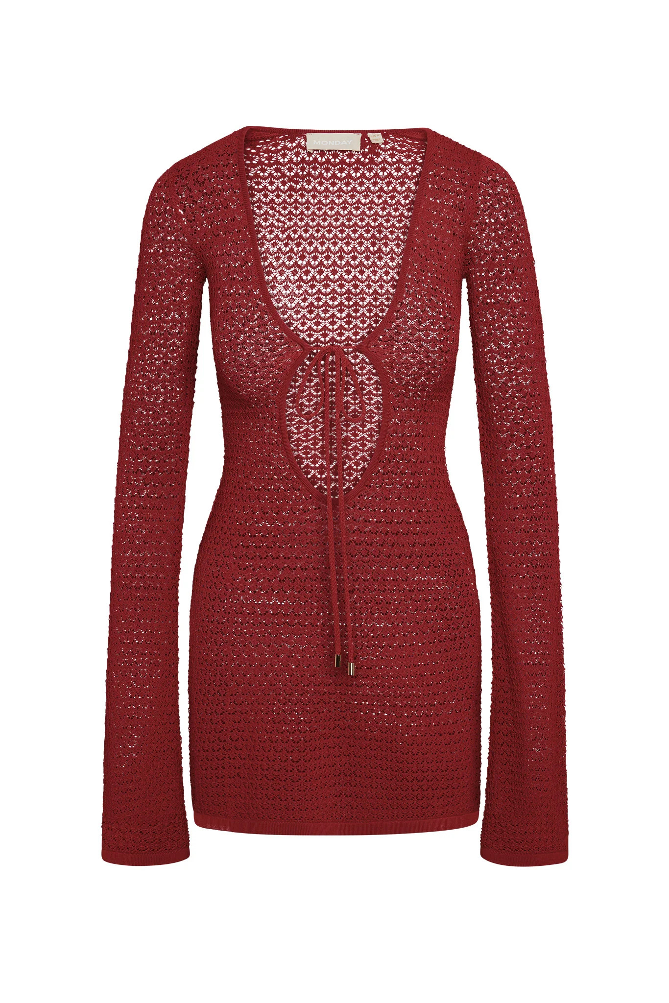 Montego Mini Tie Dress - Cherry Lace Crochet | Monday Swimwear