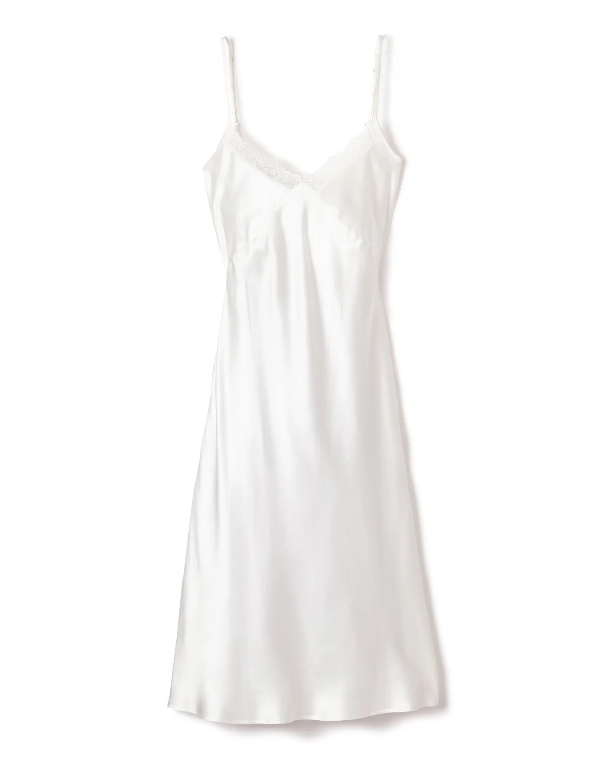 Women's Mulberry Silk White Cosette Night Dress with Lace | Over The Moon