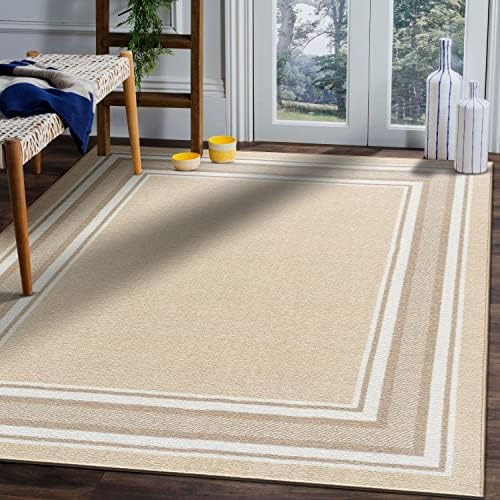 Beverly Rug Modern Bordered 2X7 Area Rug Runner for Living Room, Dining Room Rug, Bedroom Carpet,... | Amazon (US)