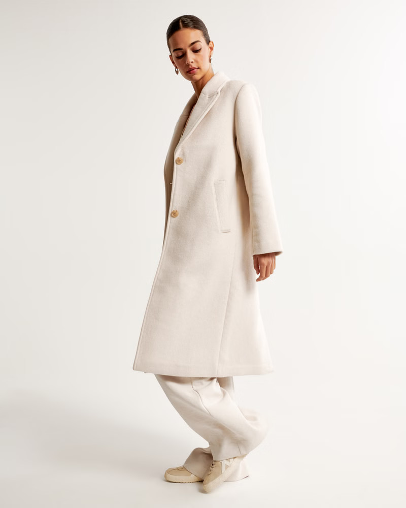 Wool-Blend Tailored Topcoat | Abercrombie & Fitch (US)