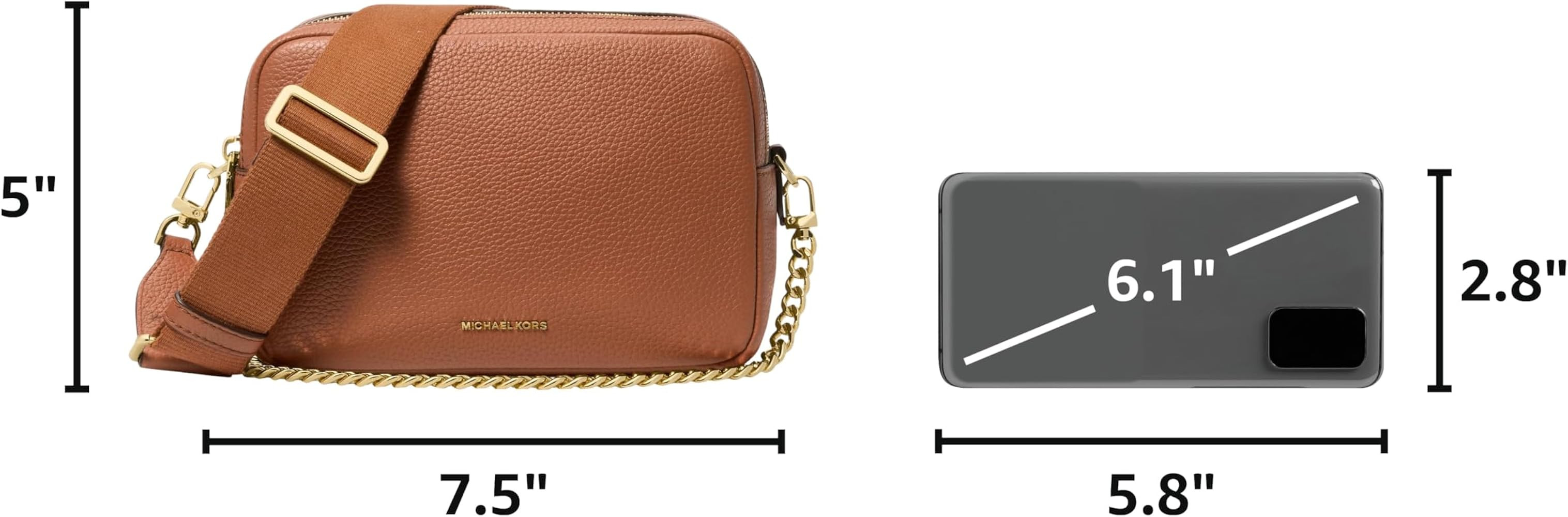 Michael Kors Womens Bryant Medium Double Zip Chain Camera Crossbody Bag | Amazon (US)