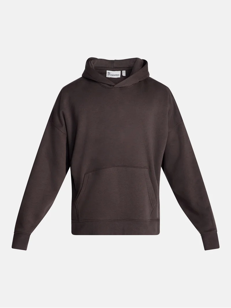 No Boundaries Boxy Fit Oversized Fleece Hoodie with Long Sleeves, Men's XS-4XLT | Walmart (US)