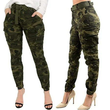 TUWABEII Women s Cargo Pants Womens High Waist Jogger Camouflage Pant For With Matching Belt | Walmart (US)