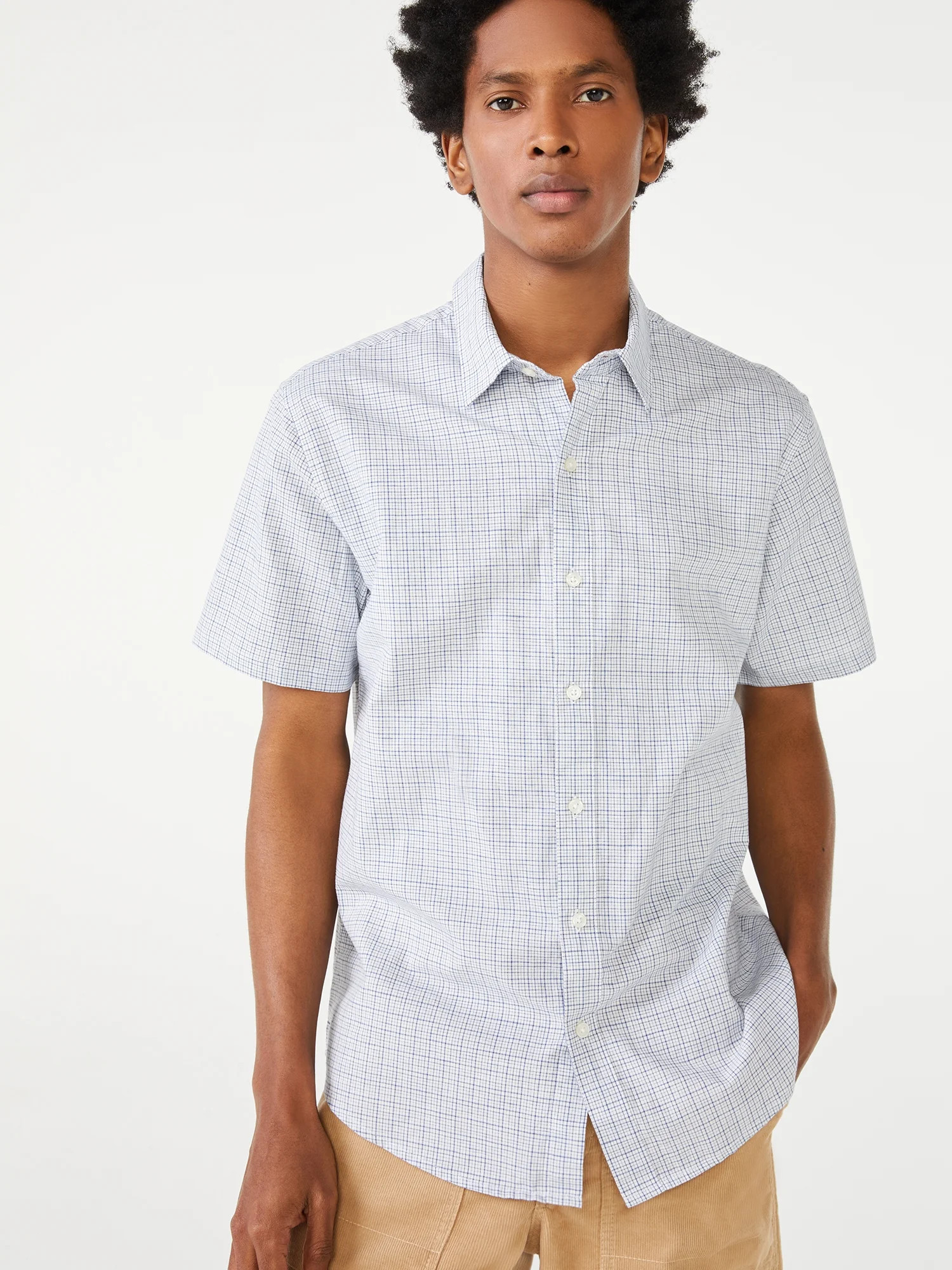 Free Assembly Men's Short Sleeve Point Collar Shirt - Walmart.com | Walmart (US)