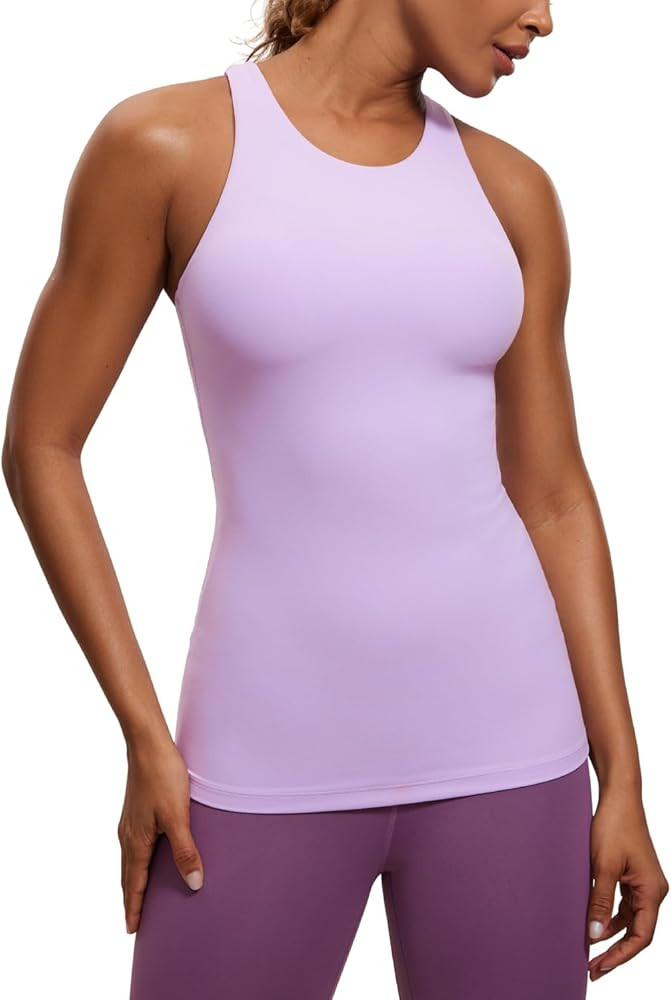 CRZ YOGA Butterluxe Womens Racerback High Neck Tank Top - with Built in Bra Workout Padded Yoga A... | Amazon (US)