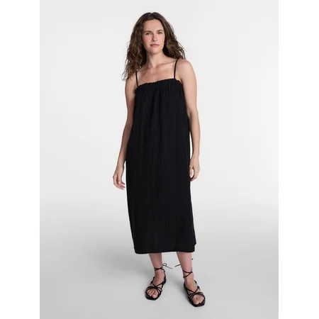 Time and Tru Women's Cotton Double Cloth Sleeveless Maxi Dress, Sizes XS-XXXL | Walmart (US)