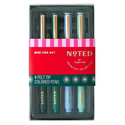 Noted by Post-it 4pk Ho Ho Whoa Mini Pens Cool Gifting | Target