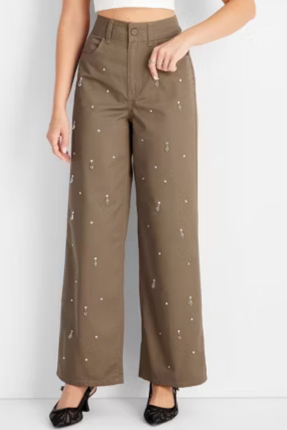 Target 
Green trouser olive pant 
Women's Holiday Embellished Twill Shacket - Future Collective Olive Green

#LTKHoliday #LTKSeasonal #LTKFindsUnder50