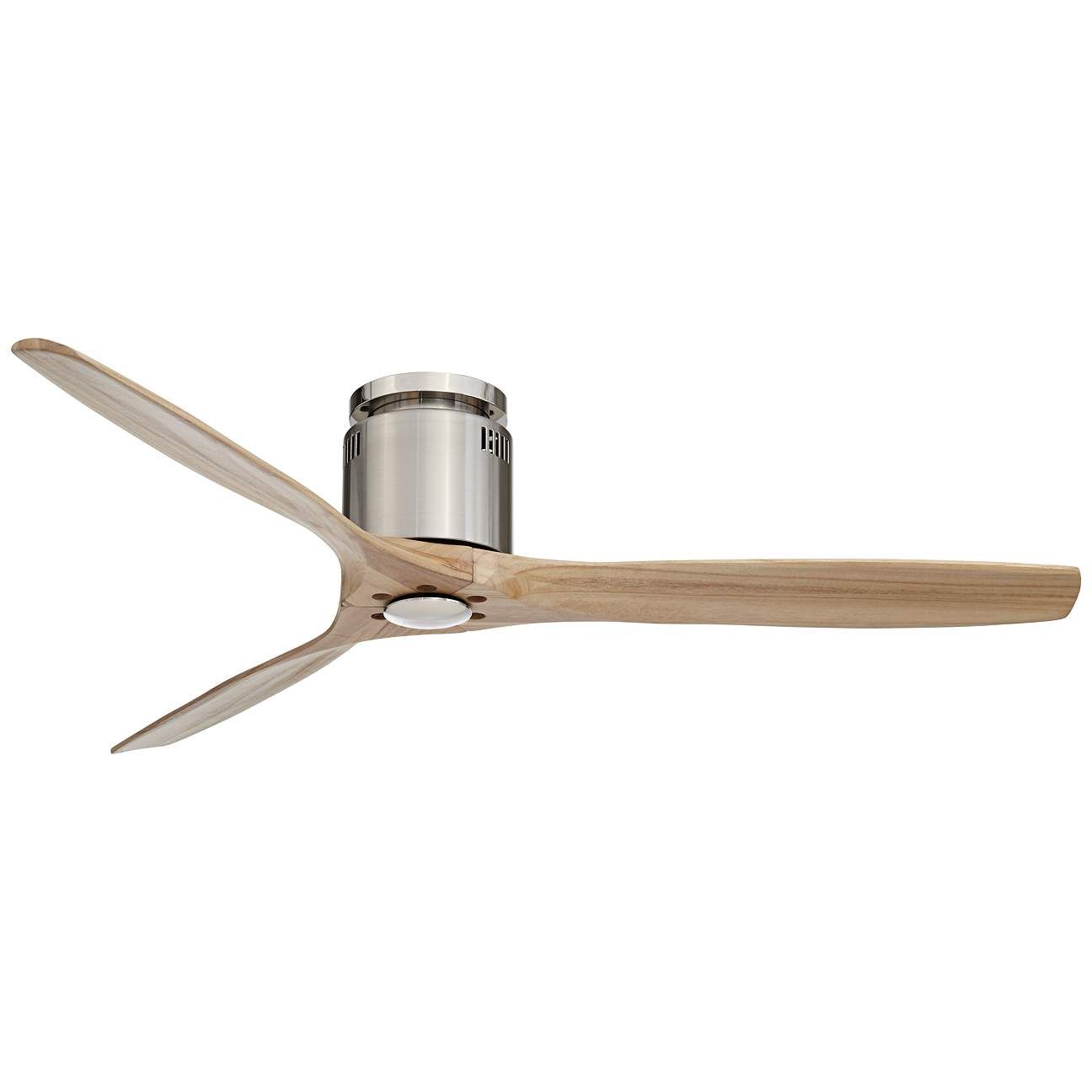 52" Windspun Natural Nickel DC Modern Hugger Ceiling Fan with Remote | Lamps Plus