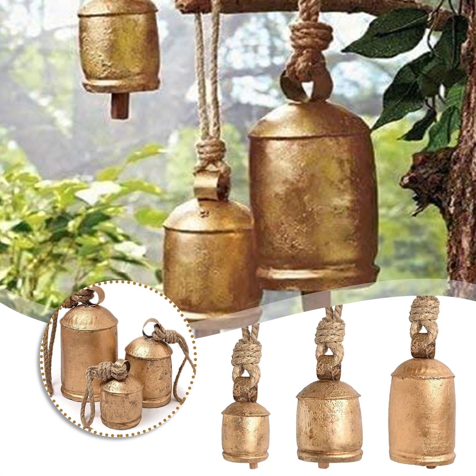 LINMOUA Worn And Chic- Country- Style Hanging Harmonious Giant Cow Bell 3-piece Set (1.5)1.5 star... | Walmart (US)