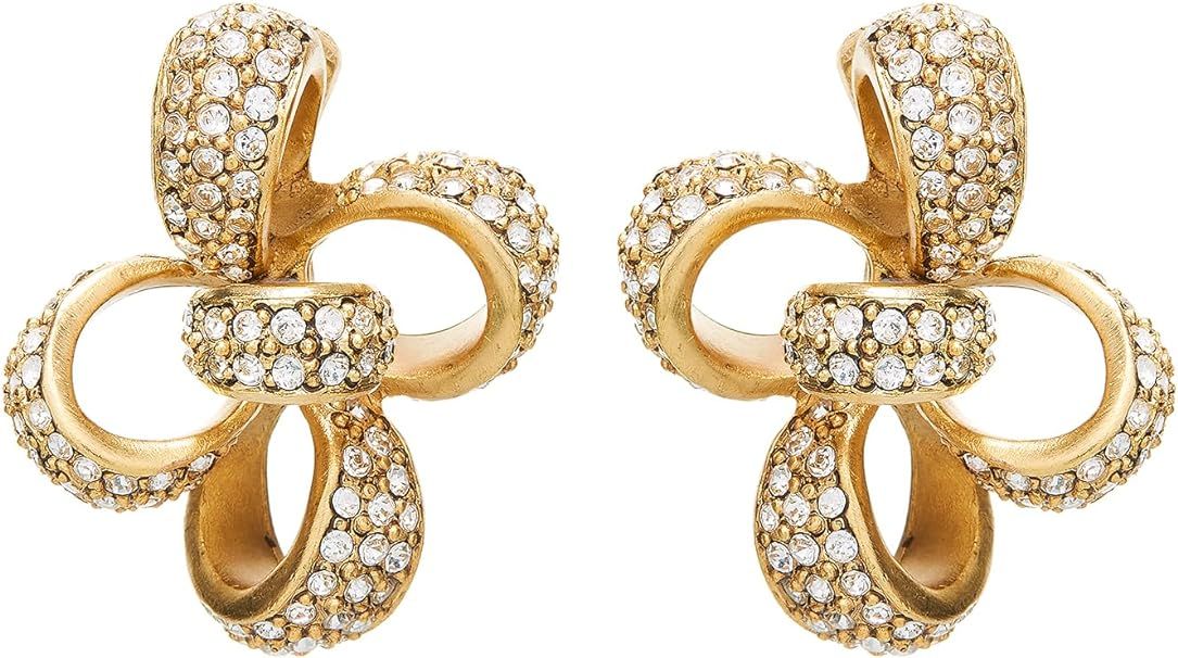 Amazon.com: Oscar de la Renta, Large Crystal Clover Clip-On Earrings, Crystal : Luxury Stores | Amazon (US)