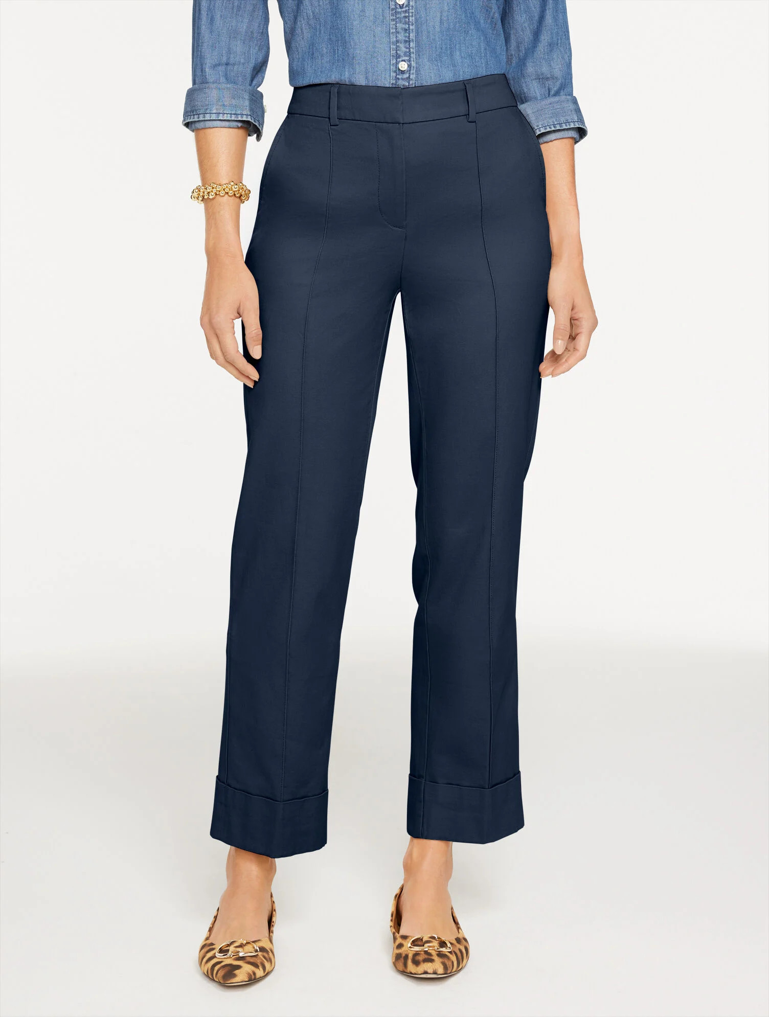 Aiden Twill Straight Ankle Pant | Talbots