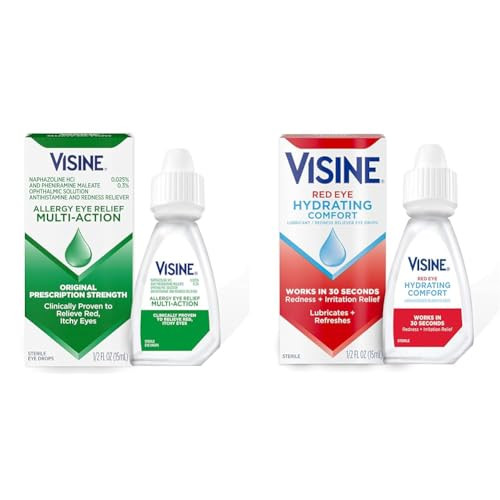 Visine Allergy Eye Relief Multi-Action 0.5 fl. oz Red Eye Hydrating Comfort 0.5 fl. oz Eye Drops Bundle | Amazon (US)