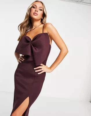 ASOS DESIGN fan bust midi pencil dress in aubergine | ASOS | ASOS (Global)