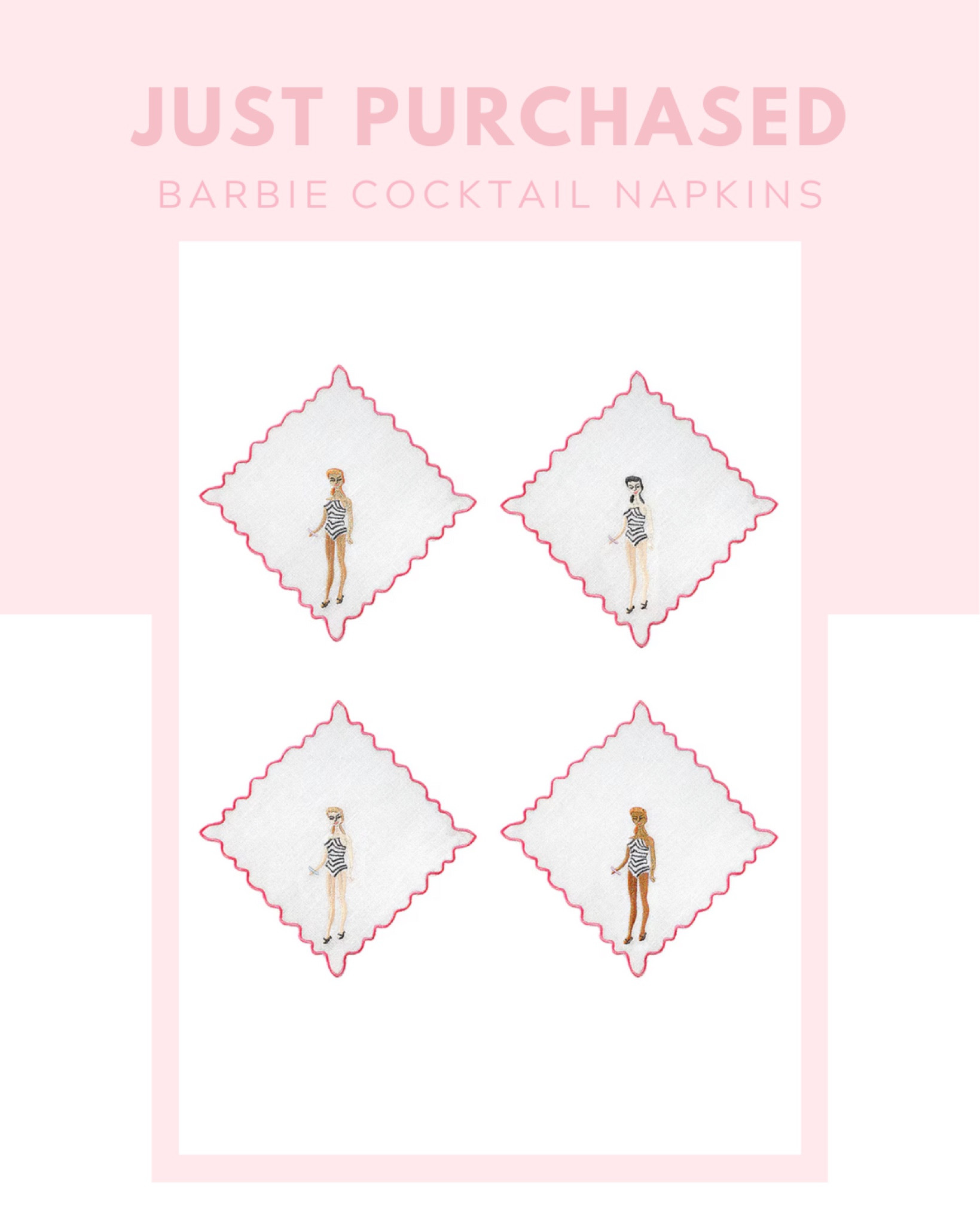 Barbie cocktail napkins, revolve, home decor, kitchen essentials, gift ideas

#LTKHome #LTKFindsUnder100 #LTKGiftGuide