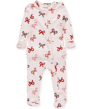 Baby Girls Long-Sleeve Candy-Cane-Bow-Printed Footie Coverall | Dillard's