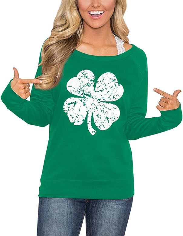 For G and PL Women's St. Patrick's Day Green Long Sleeve Sweatshirt | Amazon (US)