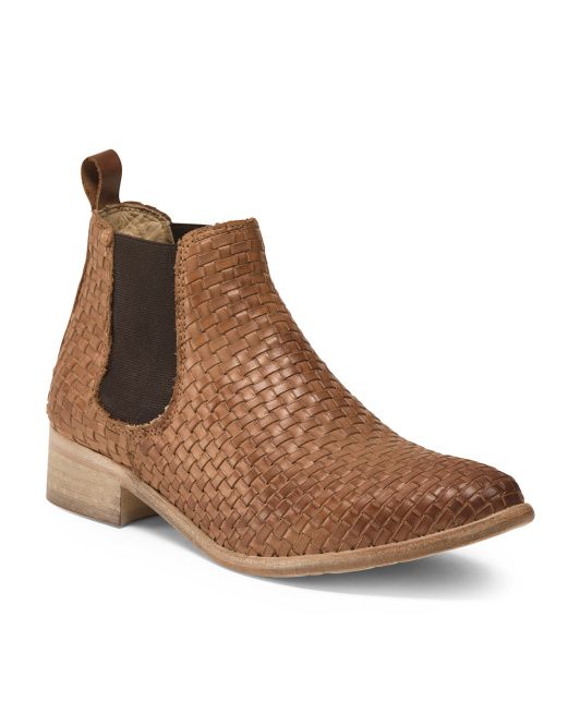 Made In Italy Woven Leather Chelsea Bootie | TJ Maxx