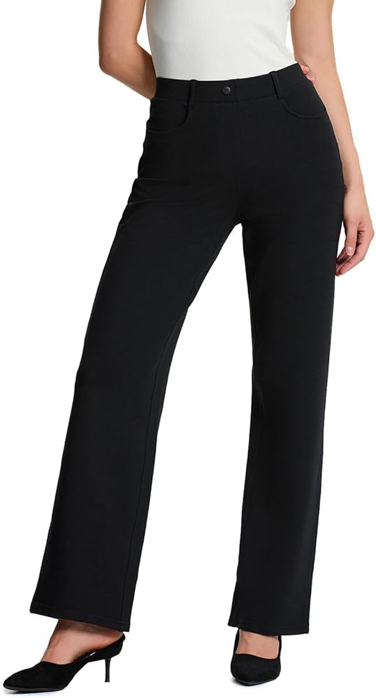 Yogipace Petite/Regular/Tall Women's Pull-on High Rise Stretch Relaxed Fit Dress Pants Soft Ponte... | Amazon (US)