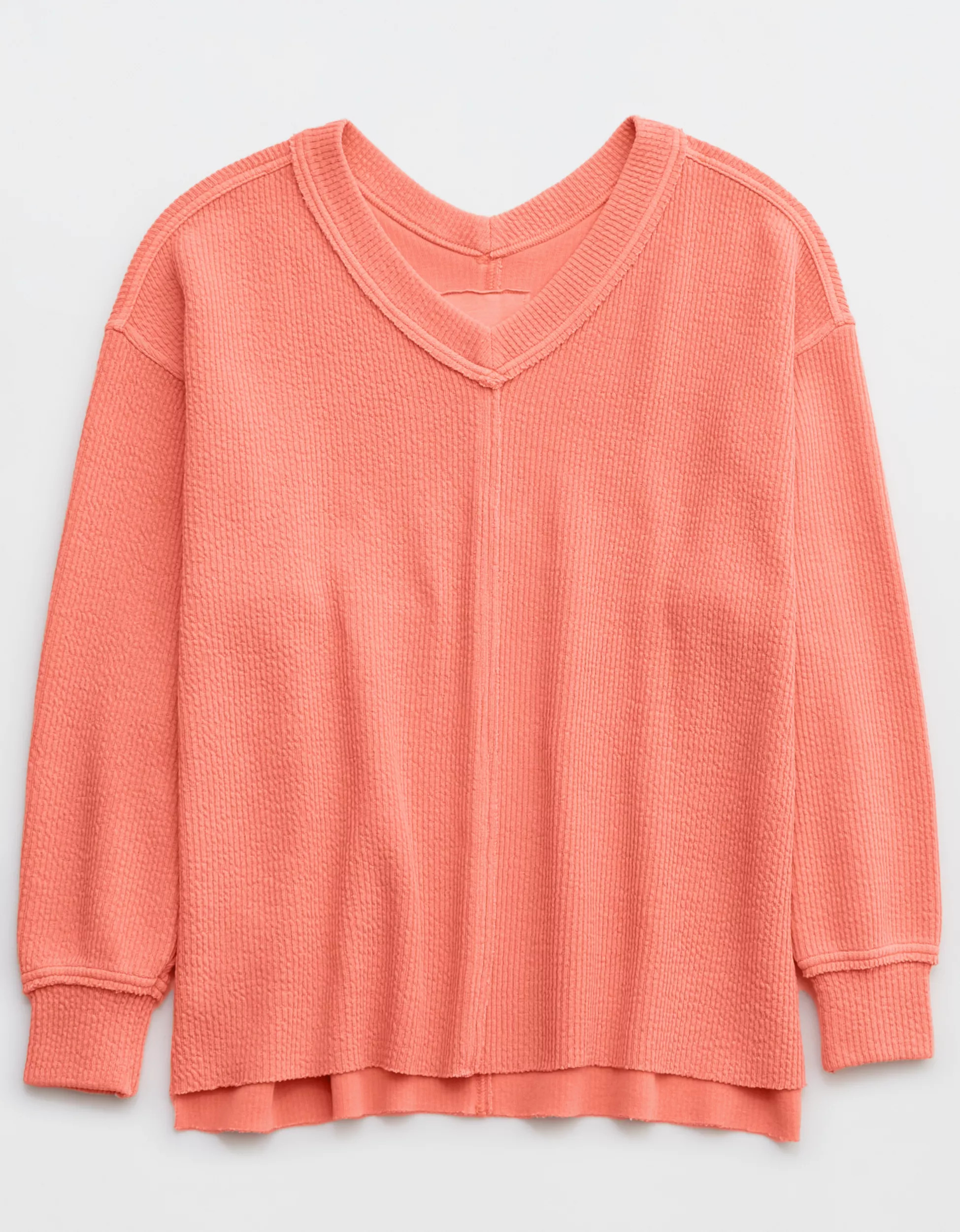 Aerie Wonder Textured V-Neck Sweatshirt | Aerie