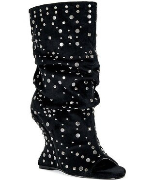 Azalea Wang Naomani Studded Peep Toe Wedge Boots | Dillard's | Dillard's