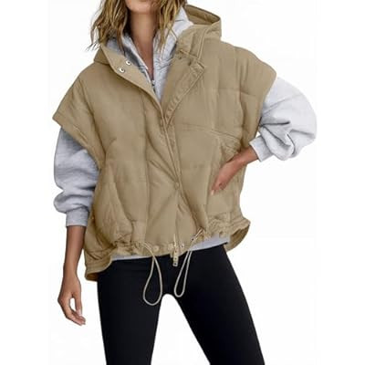 Tankaneo Womens Oversized Hooded Quilted Puffer Vest Cap Sleeve Warm Trendy Ja… | Amazon (US)