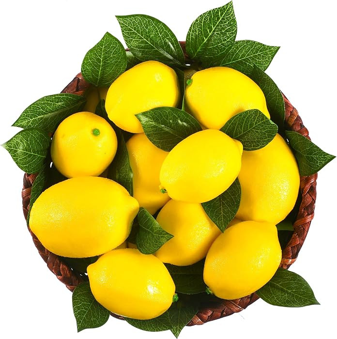 24 Pcs Yellow Fake Lemons Faux Lemon Leaves Artificial Fruits Lifelike Simulation Fake Lemon Deco... | Amazon (US)