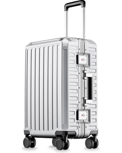 LUGGEX 20 Inch Zipperless Carry On Luggage, Silver Ivory | Amazon (US)