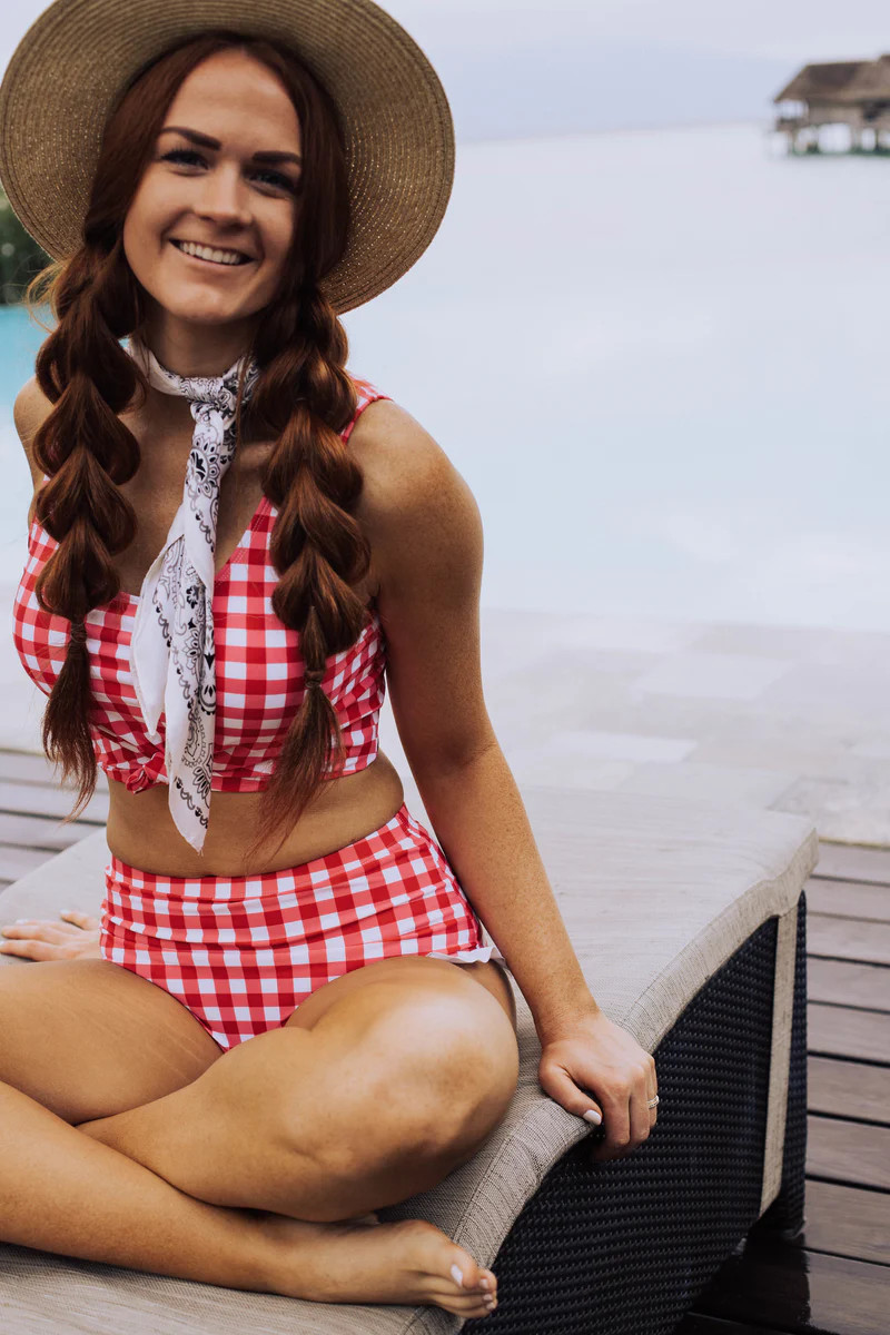 Traveler Top | Red & White Gingham  | Final Sale | Coral Reef Swim