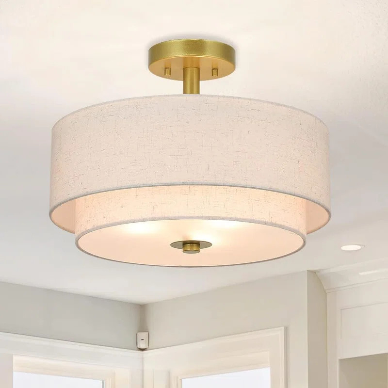 Nichoel Fabric Shade Semi Flush Mount | Wayfair North America