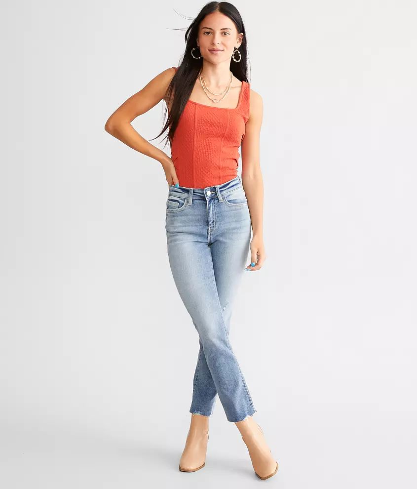 High Rise Cropped Straight Stretch Jean | Buckle