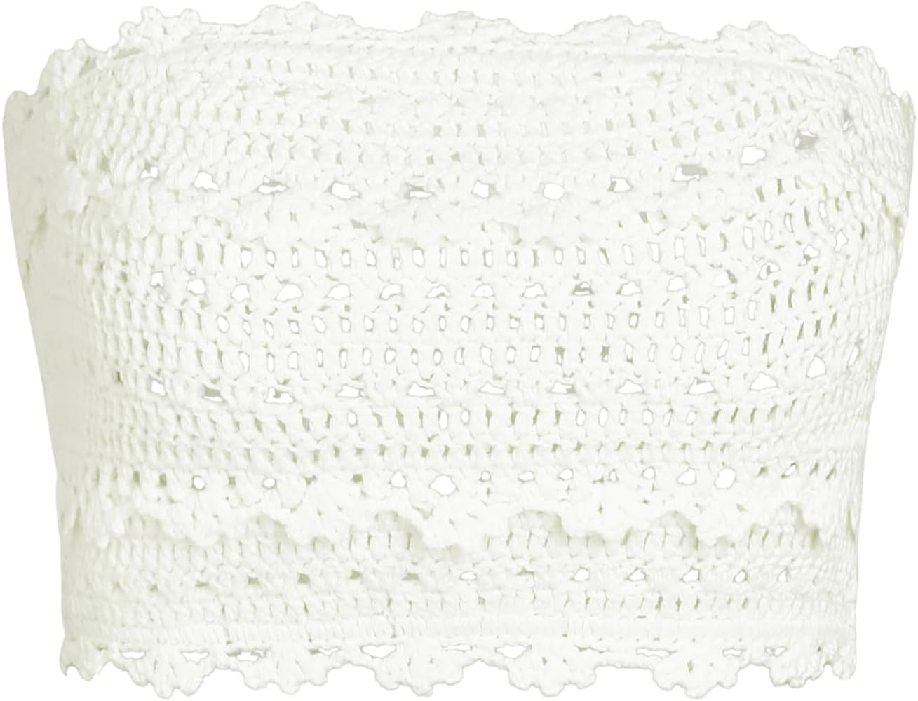 CIDER Santorini Beach Vacation Hollow Out Knitted Crop Tube Top | Amazon (US)