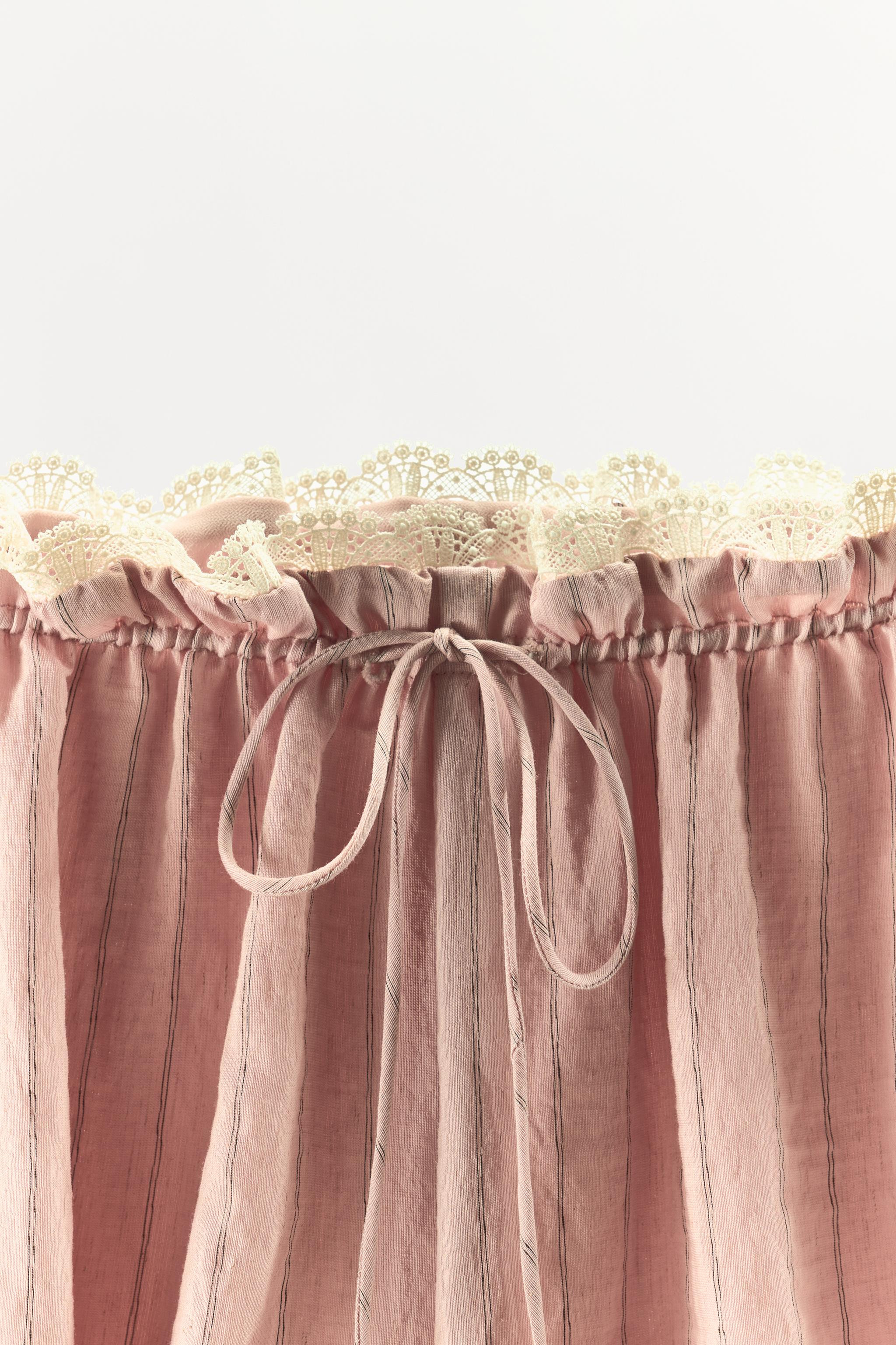 STRIPED LACE BALLOON SHORTS | Zara UK
