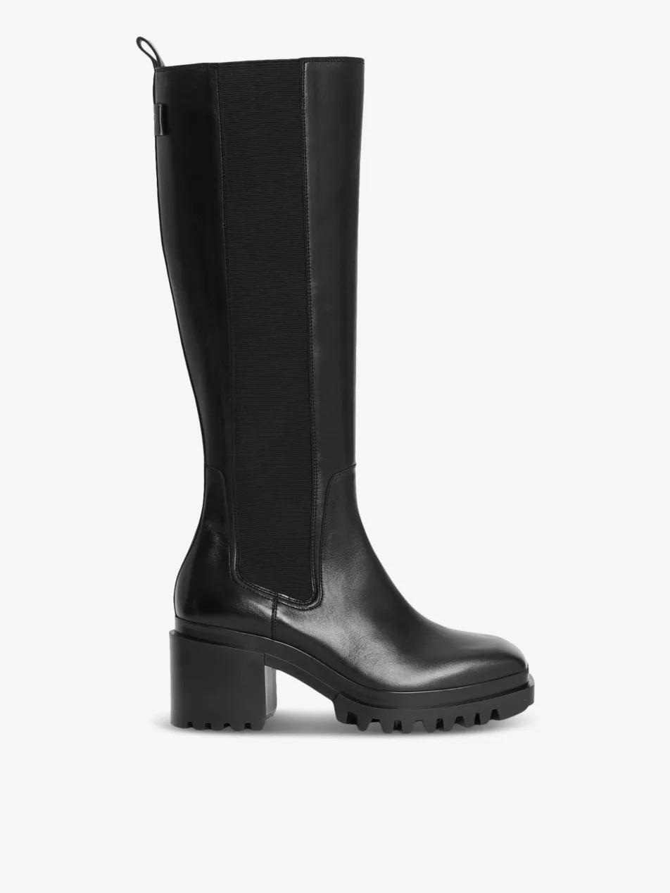 Natalia leather heeled knee-high boots | Selfridges