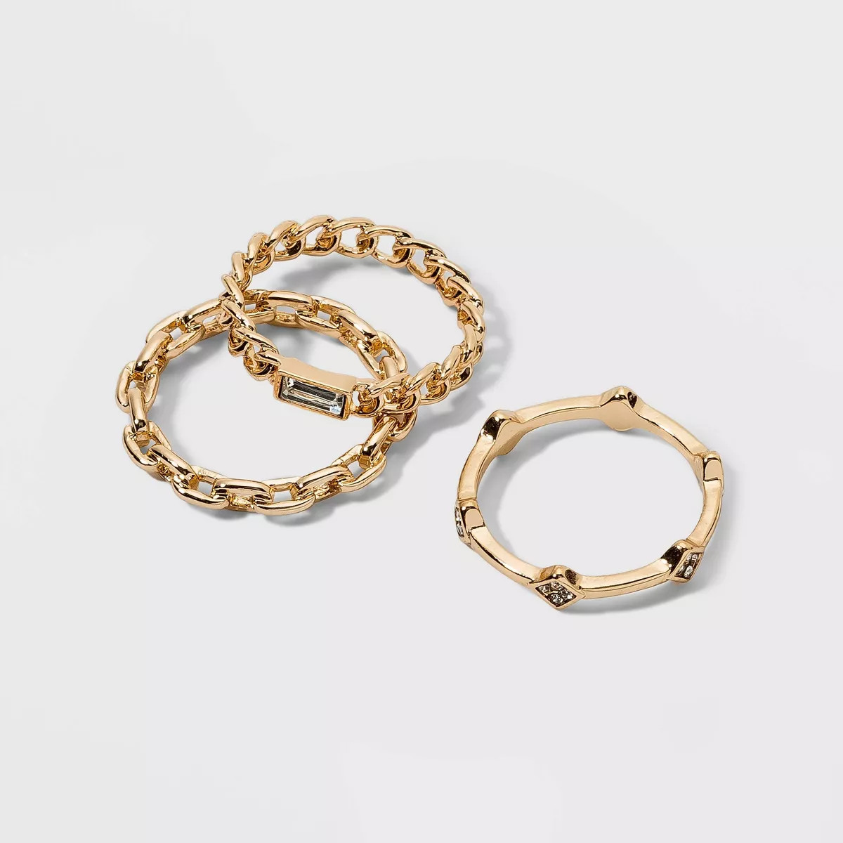 Frozen Chain and Cubic Zirconia Ring Set 3pc - A New Day™ Gold | Target