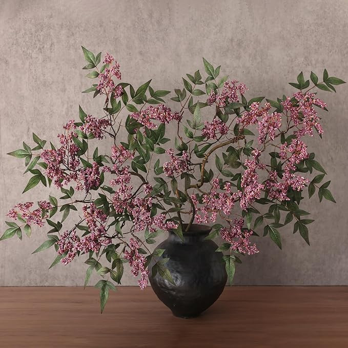 Juxdp 36" Artificial Nandina Berry Stem for Vase - 2 Pcs Realistic Faux Berry Spray, Fake Plant B... | Amazon (US)
