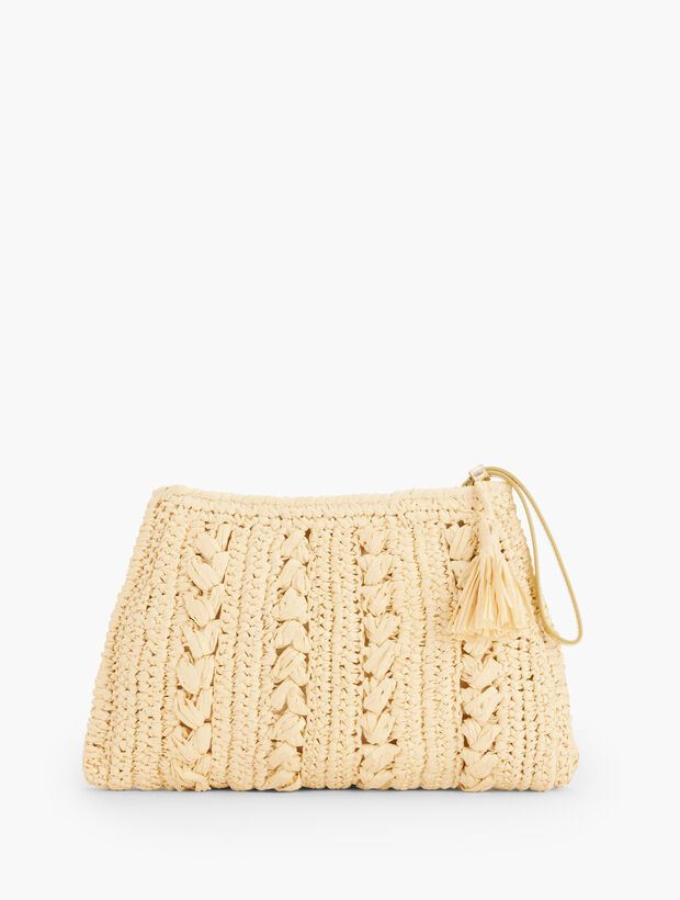 Leather Trim Straw Wristlet - Metallic | Talbots