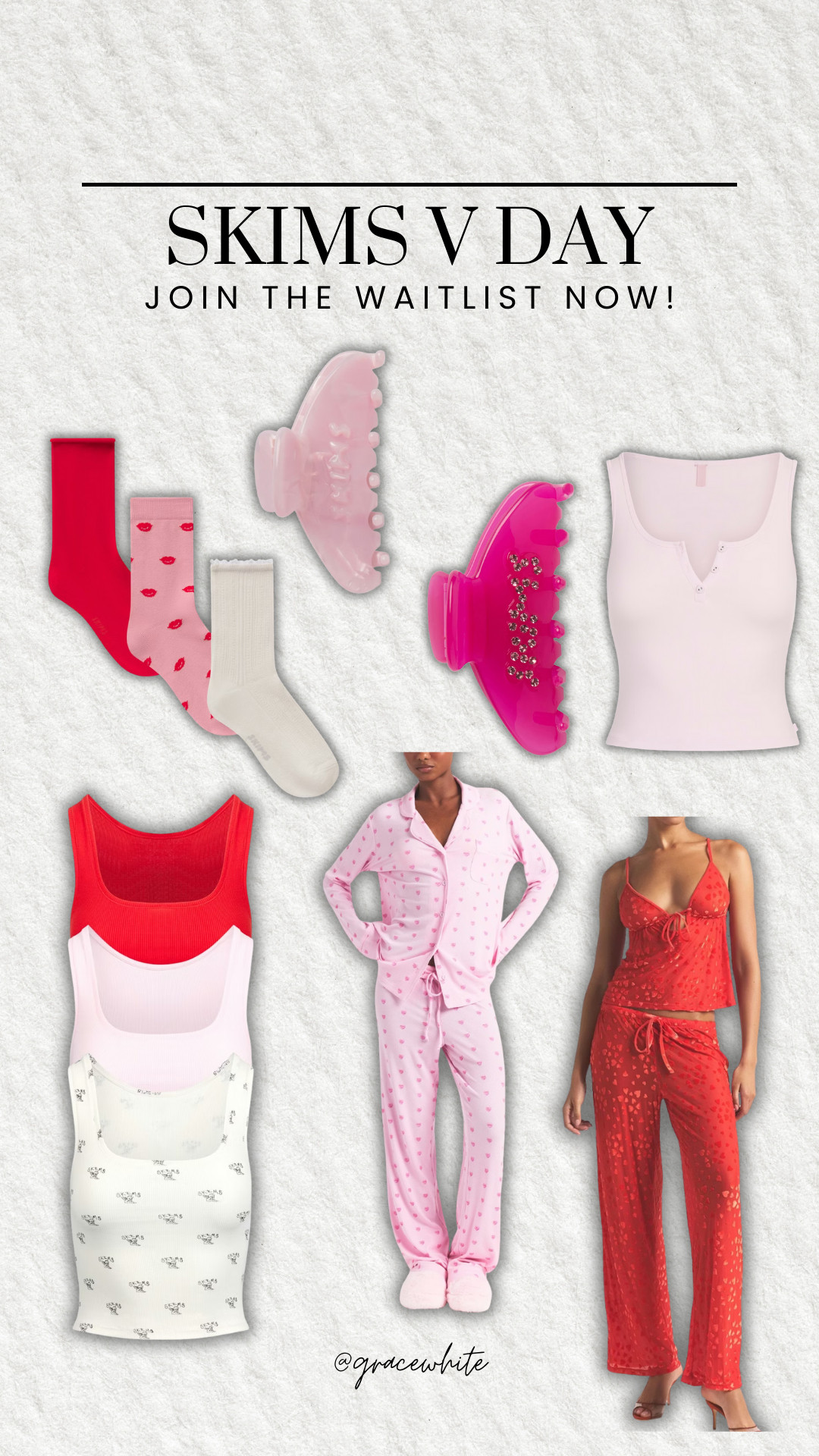 Skims Valentines Day linee!

Sign up for their waitlist NOW

skims, skims v day, valentines picks, valentines pjs, valentines goodies, skims drop, grace white 

 #LTKValentine #LTKootd #LTKHome
