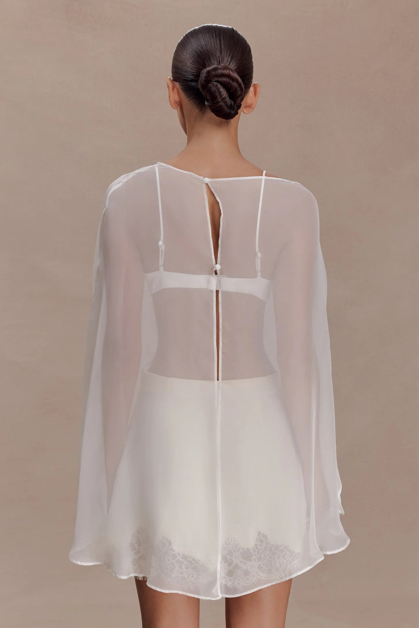 Bralette With Chiffon Cape - Ivory | MESHKI US