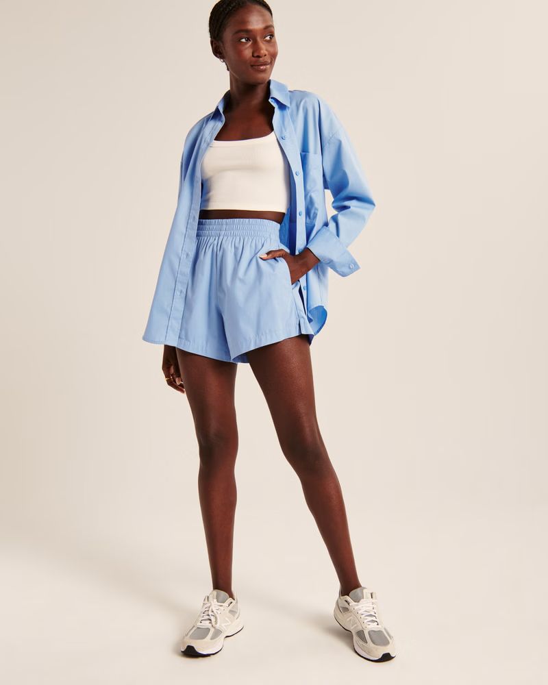 Women's Poplin Pull-On Shorts | Women's Matching Sets | Abercrombie.com | Abercrombie & Fitch (US)