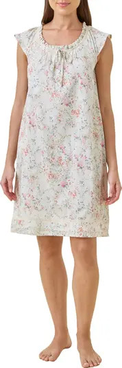 Yolly Flutter Neck Cotton Sateen Nightgown | Nordstrom