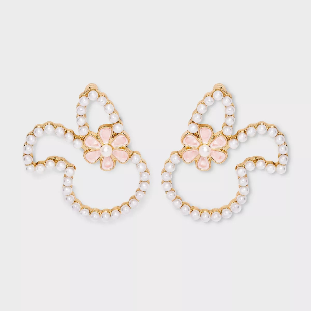 Easter Pearl Bunny with Flower Earrings - Ivory/Pink | Target