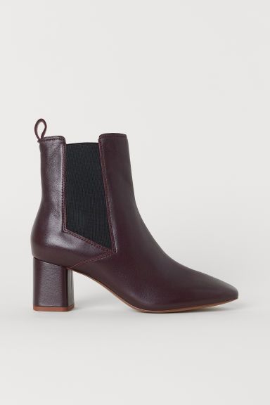 H & M - Leather Ankle Boots - Red | H&M (US + CA)