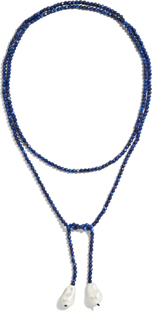 Faux Pearl & Faux Semi Precious Stone Wrap Necklace | Nordstrom