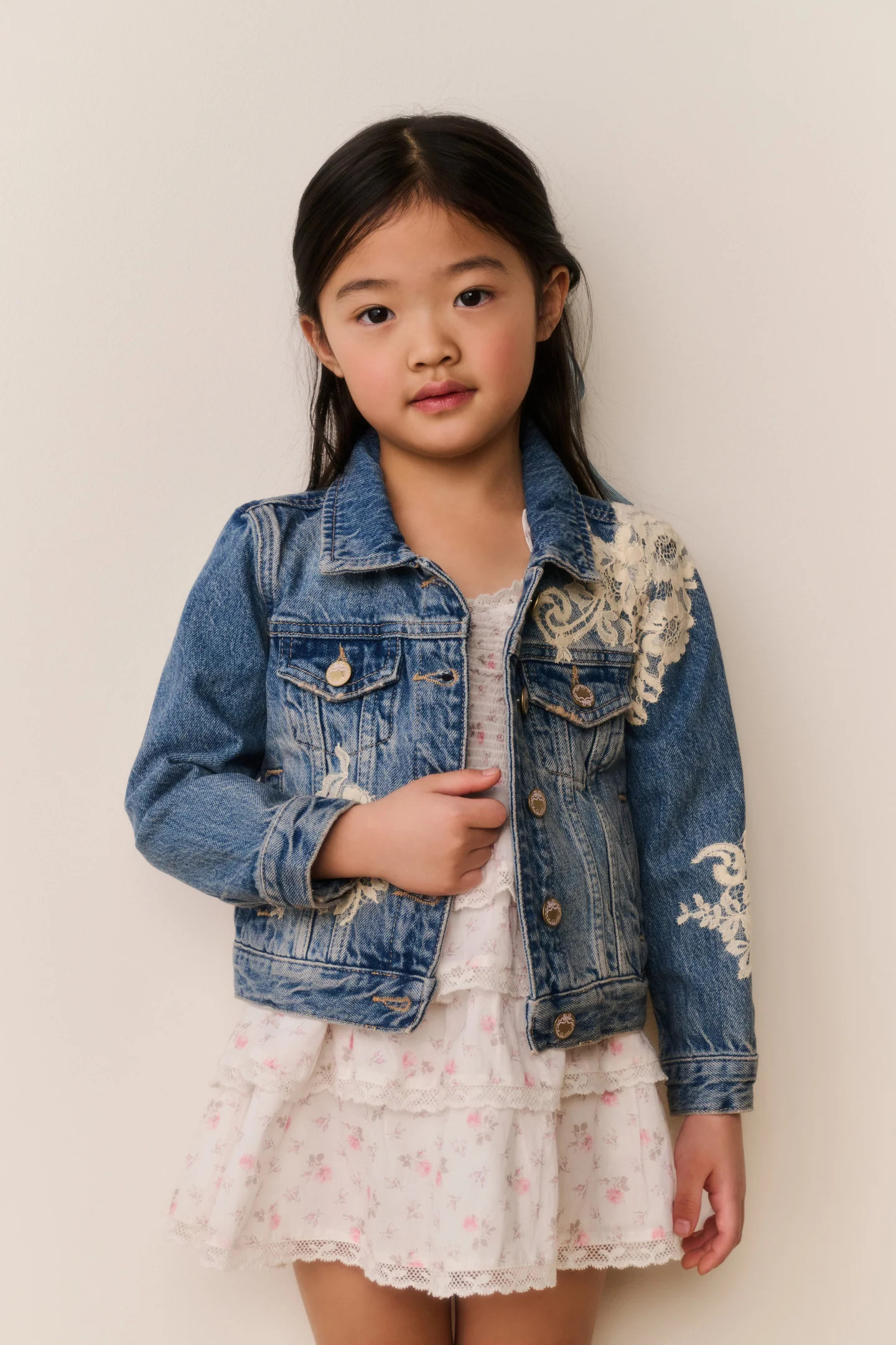 Little Girls Lavina Denim Jacket | LoveShackFancy
