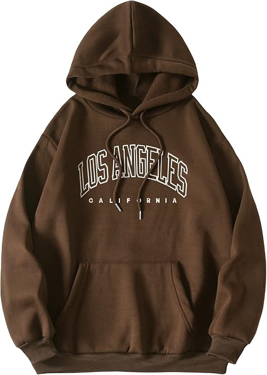 COZYEASE Women's Letter Graphic Print Drawstring Vintage Drop Shoulder Hoodies Thermal Long Sleev... | Amazon (US)
